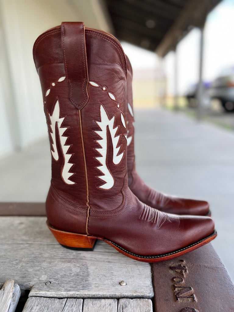 Side view Fenoglio Boot Co. Cognac Oiled Pull Up Boot