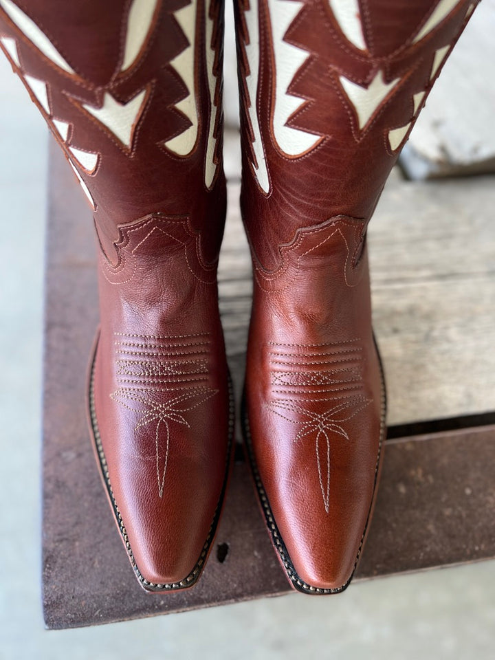 Top view Fenoglio Boot Co. Cognac Oiled Pull Up Boot