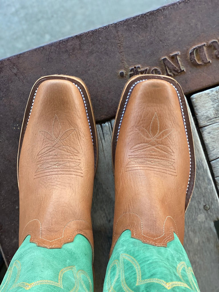 Top view Olathe Boot Co. | Coffee Milled Mule Boot