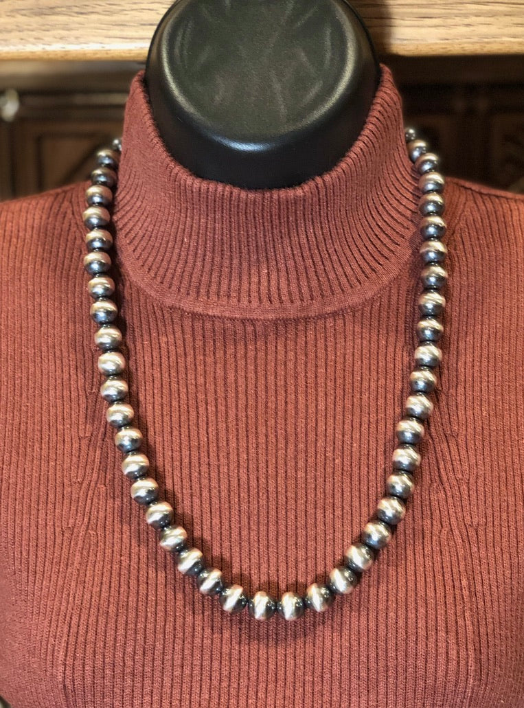 Rustic Rose Jewelry | 24" 12mm Sterling Silver Navajo Pearl Necklace
