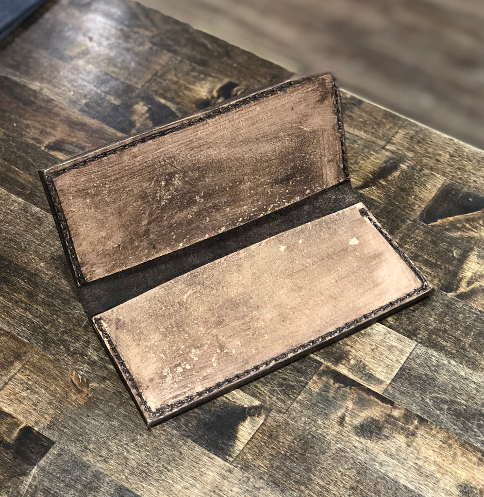 Interior Cedar Ridge Leather | Hand Stamped Leather Checkbook Cover