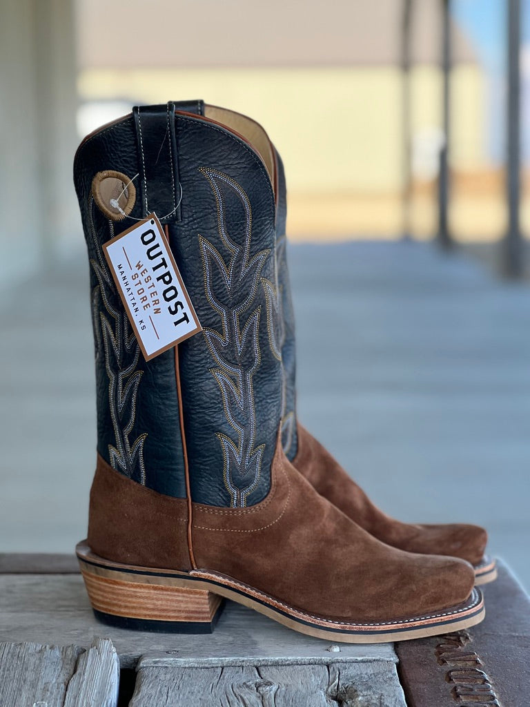 Side View Olathe Boot Co. | Latte & Bacon Roughout Boot