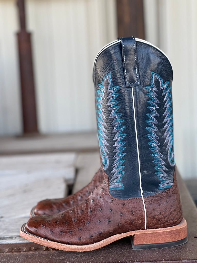 Side View Anderson Bean Kango Tobacco Full Quill Ostrich Boot
