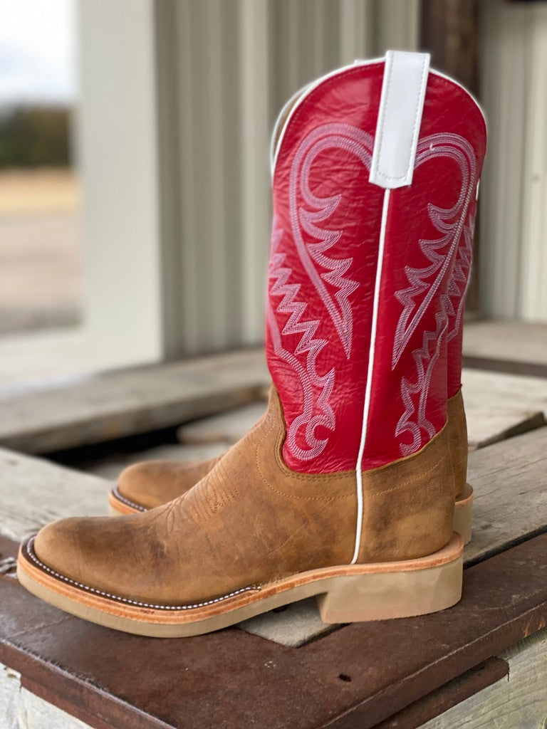 Side view Olathe Boot Co.  | Natural Brahma Bison Crepe Sole Boot