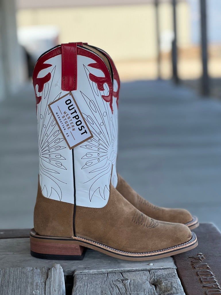 Side View Anderson Bean Tan Newman Roughout Chicken Boot