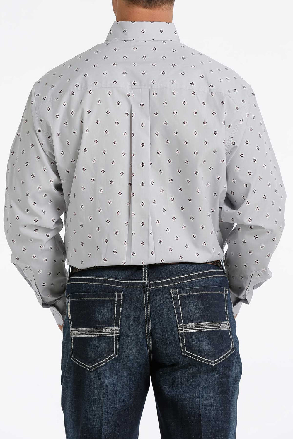 Back view Cinch | Grey Print LS Shirt