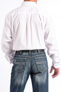 back view Cinch | Solid White Long Sleeve Button Down Shirt
