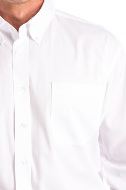 pocket detail Cinch | Solid White Long Sleeve Button Down Shirt