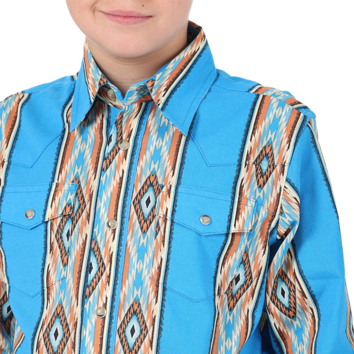 Wrangler | Boys Checotah Turquoise Aztec LS Shirt